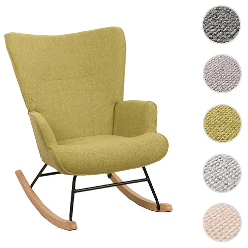 Mendler Fauteuil à bascule HWC-N14, Fauteuil relax à bascule Fauteuil TV, bois massif métal tissu/textile 320g/m² ~ vert