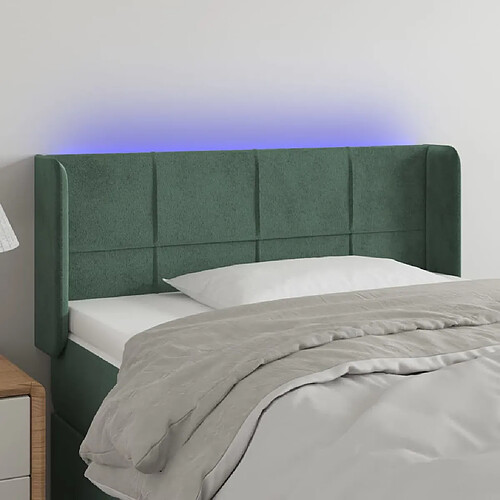 vidaXL Tête de lit à LED Vert foncé 103x16x78/88 cm Velours