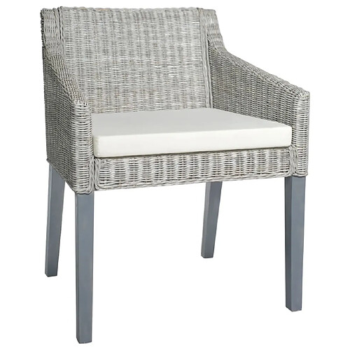 Maison Chic Chaises à manger avec coussin,Chaise pour cuisine Gris Rotin naturel -MN15451