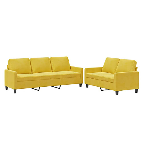 Maison Chic Ensemble de canapés 2 pcs avec coussins, Canapé droit Sofa pour Salon Jaune Velours -GKD950610