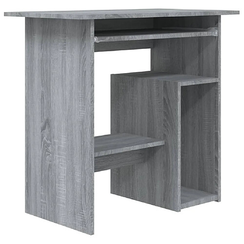 Helloshop26 Bureau table poste de travail meuble d'ordinateur informatique étude sonoma 80 x 45 x 74 cm bois d'ingénierie gris 02_0023964