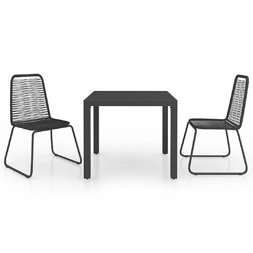 Maison Chic Salon de jardin 3 pcs - Table et chaises d'extérieur - Mobilier/Meubles de jardin Moderne Rotin PVC Noir -MN94121