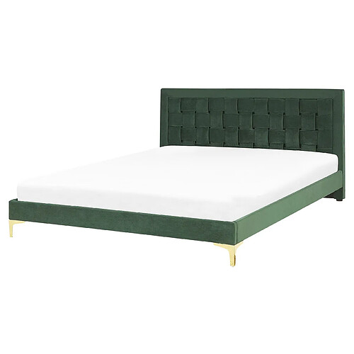 Beliani Lit double en velours vert 160 x 200 cm LIMOUX