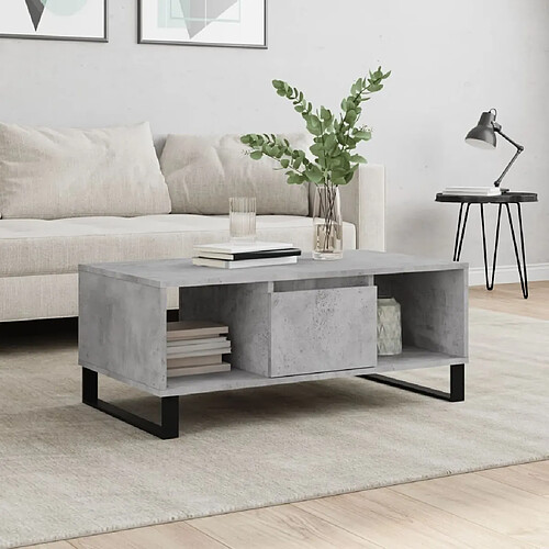 Maison Chic Table basse,Table Console Table d'appoint, Table pour salon Gris béton 90x50x36,5 cm Bois d'ingénierie -MN93745