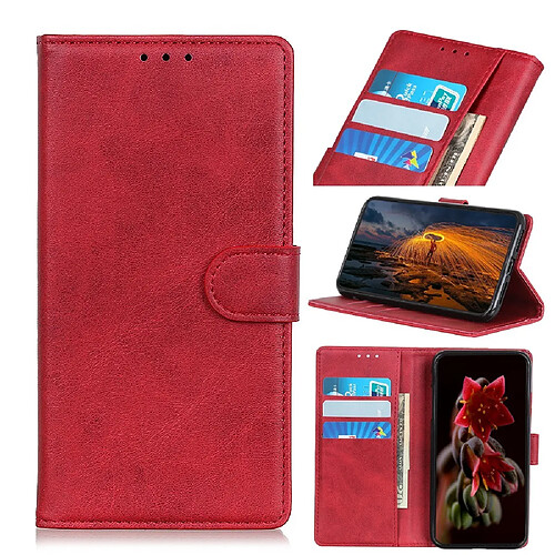 Etui en PU avec support rouge pour Oppo Reno4 5G