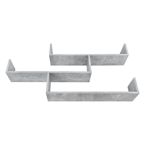 Helloshop26 Étagère murale meuble mural design 3 surfaces de rangement 119 cm effet béton gris 03_0005203