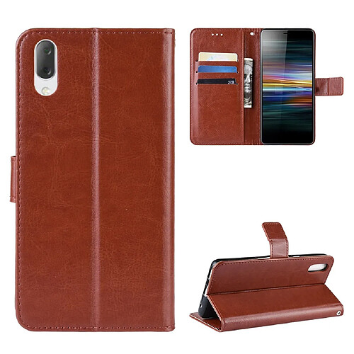 Wewoo Housse Coque en cuir à rabat horizontal Retro Crazy Horse Texture pour Sony Xperia L3avec support et logements cartesainsi que portefeuille et lanière Marron