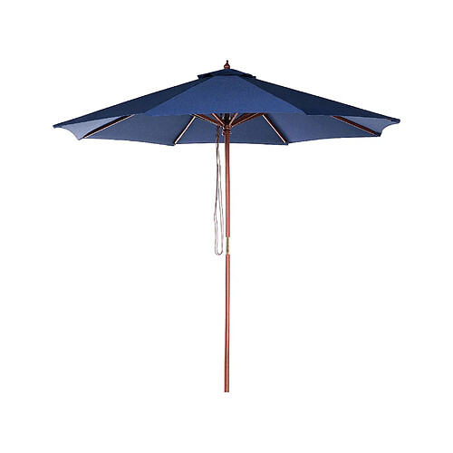 Beliani Parasol de jardin en bois avec toile bleu marine d 270 cm TOSCANA