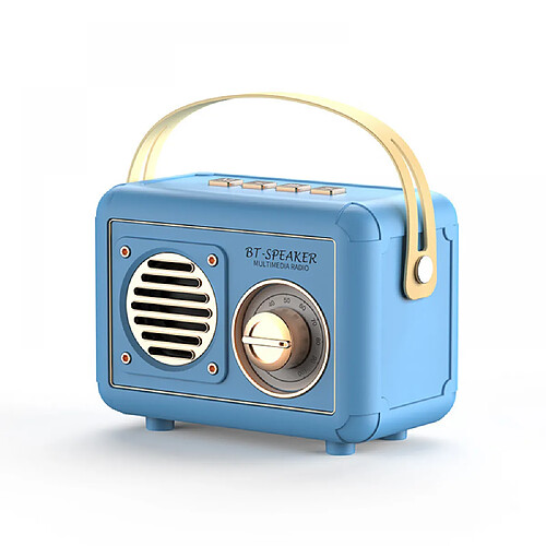 General Haut-parleur Bluetooth rétro radio vintage, radio FM avec style classique à l'ancienne, haut-parleur vintage rétro sans fil amélioré avec fente pour carte TF, pour voyage, maison, plage, cuisine (bleu)