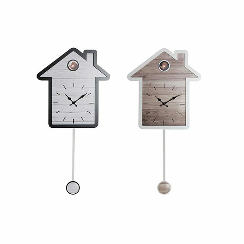 Horloge Murale DKD Home Decor Blanc Maison Bois MDF (32 x 4.5 x 56 cm) (2 pcs)