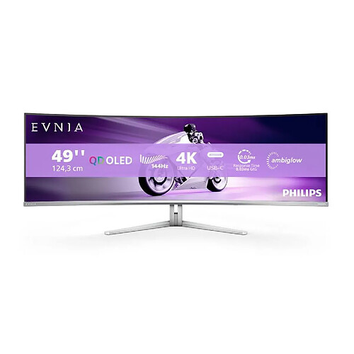 Philips Evnia 8000 49M2C8900L 00 écran plat de PC 124,2 cm (48.9") 5120 x 1440 pixels Dual QHD QDOLED Blanc