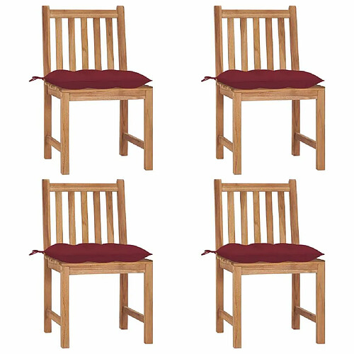 Maison Chic Lot de 4 Chaises de jardin avec coussins | Fauteuil chaises d'extérieur Bois de teck massif -GKD45973