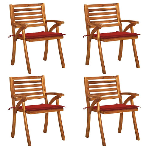 vidaXL Chaises de jardin avec coussins lot de 4 Bois de teck solide