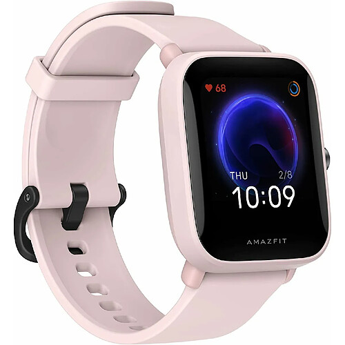 Montre connectée Amazfit Bip U Health Fitness avec mesure SpO2, autonomie de 9 jours, respiration, fréquence cardiaque, stress, surveillance du sommeil, contrôle de la musique, résistant à l'eau, plus de 60 modes sportifs, écran HD( Rose)