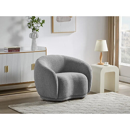 Fauteuil en tissu bouclette gris BOVANA de Pascal Morabito