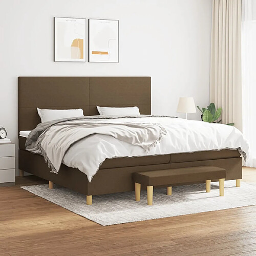 vidaXL Sommier à lattes de lit avec matelas Marron foncé 200x200 cm