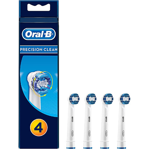 Pack 4 Brosses Precision Clean, Têtes Rechange pour Brosses à Dents Électrique, , Blanc, Braun, ORB-EB20-4