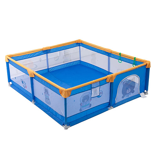 K IKIDO parc bébé,centre d'activités de parc pour enfants, parc intérieur et extérieur, 1 ouvertures de porte grille de protection stable,pour enfant 10 mois à 6 ans (180x150x65cm, bleu)