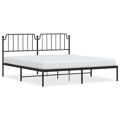 Maison Chic Cadre/structure de lit métal et tête de lit pour adulte - Lit Moderne Chambre noir 183x213 cm -MN72219