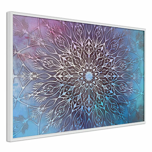 Paris Prix Affiche Murale Encadrée Blue and Pink Mandala 60 x 40 cm Blanc