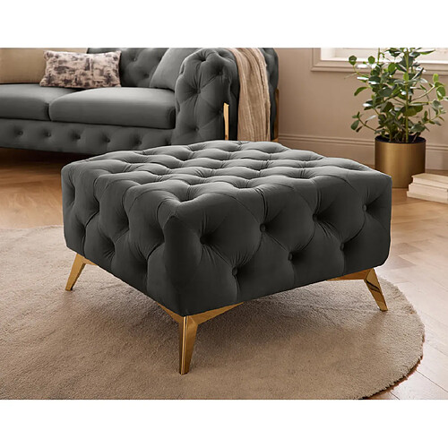 Lisa Design Camden Pouf Chesterfield - Gris