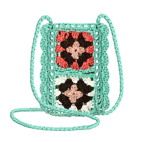 Avizar Sac Bandoulière pour Téléphone Tissé Creux Motifs Colorés WavePocket Turquoise