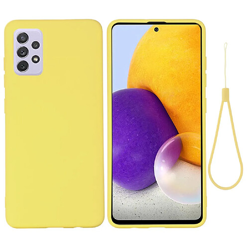 Coque en silicone anti-rayures avec sangle jaune pour votre Samsung Galaxy A73 5G