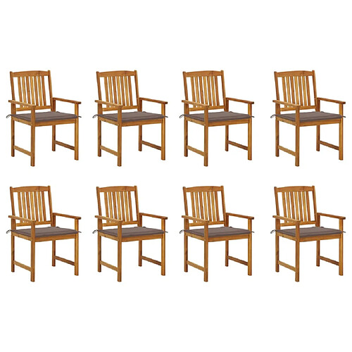 vidaXL Chaises de jardin avec coussins lot de 8 Bois d'acacia solide