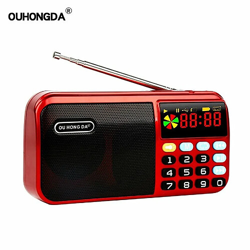 Mini Radio Portable Portable Numérique Fm Usb Tf Mp3 Lecteur Alimenté Par Batterie Au Lithium Haut-Parleur Rouge