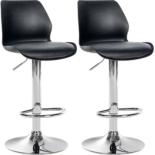 Decoshop26 Lot de 2 tabourets de bar avec repose-pieds hauteur réglable pivotant en PVC et plastique noir et métal 10_0004170