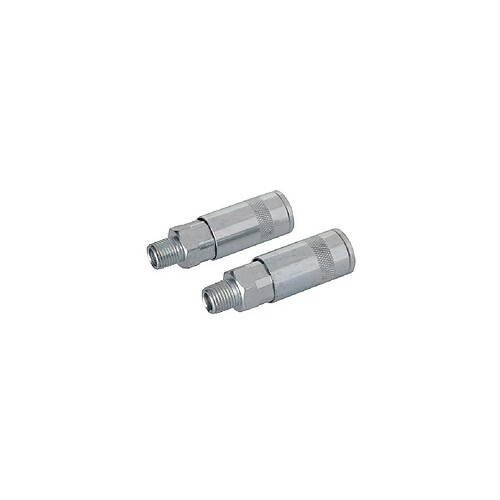 2 coupleurs rapides pour tuyau air comprimé 1/4"" BSP - 794320 - Silverline