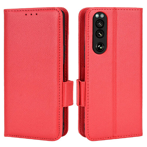 Etui en PU texture litchi rouge pour votre Sony Xperia 5 III 5G