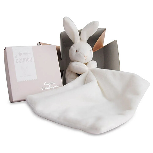 Doudou mouchoir boîte fleur Lapin Taupe - Doudou et compagnie