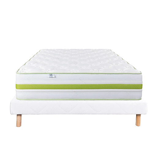 LUXURY LITERIE Ensemble matelas Rêverie 90x190 cm + sommier blanc ep 13cm