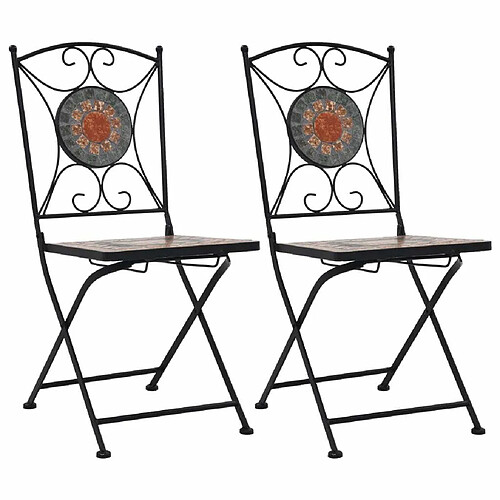 Maison Chic Lot de 2 Chaises de bistrot mosaïque Orange et gris -GKD64109