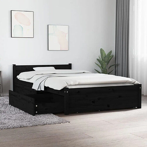 Maison Chic Lit adulte - Cadre de lit avec tiroirs,Structure du lit Contemporain Noir 90x200 cm -MN66409