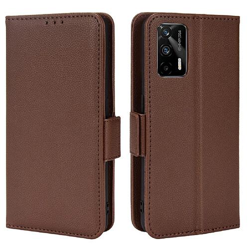 Etui en PU texture litchi, antichoc avec support, marron pour votre Realme GT Neo2T/GT 5G/GT Neo 5G/Q3 Pro 5G