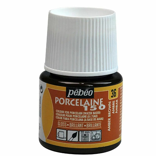 Pebeo Peinture à l'eau brillante pour porcelaine - Ambre - 45 ml