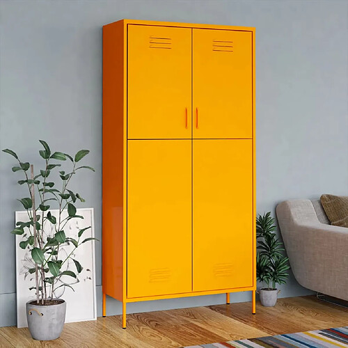 vidaXL Garde-robe Jaune moutarde 90x50x180 cm Acier