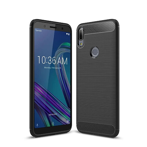 Wewoo Coque TPU Antichoc en Fibre de Carbone Texture Brossée pour ASUS ZenFone Max Pro M1 ZB601KL Noir