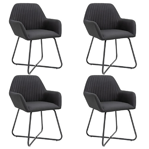 vidaXL Chaises à manger lot de 4 noir tissu