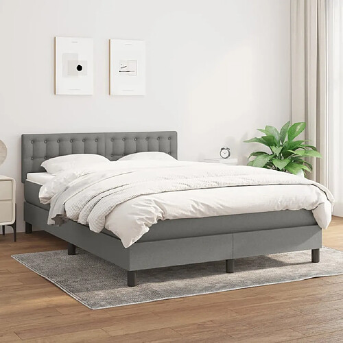 Maison Chic Lit Adulte - Lit simple Lit à sommier tapissier avec matelas moelleux - Meuble de Chambre - Gris foncé 140x200cm Tissu -MN84607