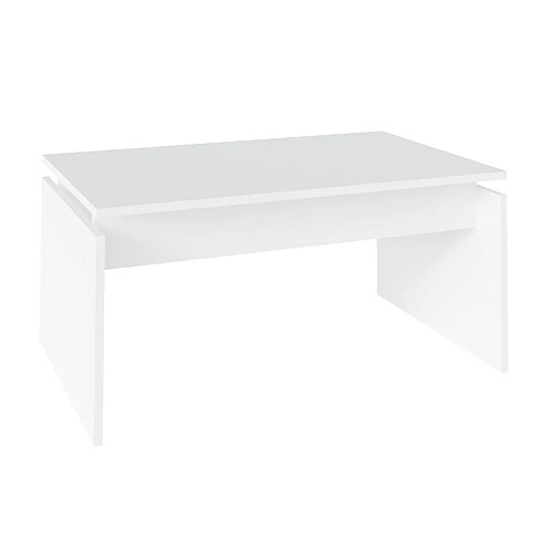 Pegane Table basse salon en bois coloris blanc - Longueur 80 x Profondeur 50 x Hauteur 38 cm