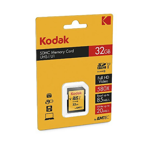 KODAK - Carte Mémoire SDHC Ultra High Speed - 32 GB - Noir