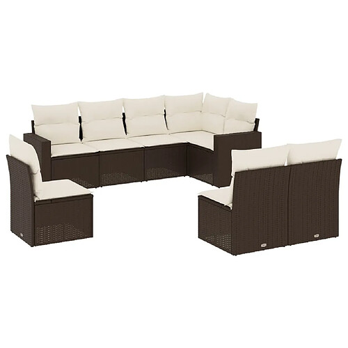 Maison Chic Ensemble Tables et chaises d'extérieur 8 pcs avec coussins,Salon de jardin marron résine tressée -GKD361953