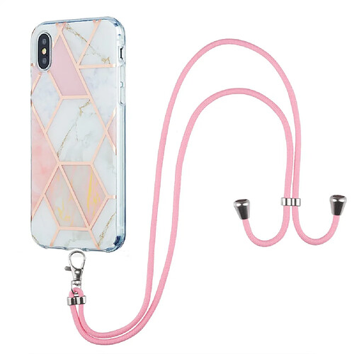 Coque en TPU 2,0mm, IMD, motif marbre, électroplaqué rose/blanc pour votre iPhone X/XS 5.8 pouces