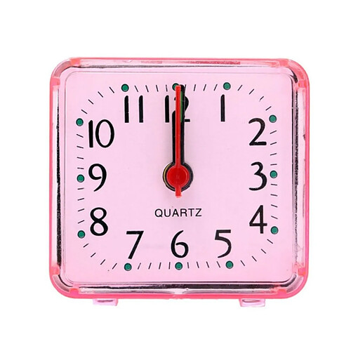 Wewoo Horloge murale Carré Réveil Transparent Etui Compact Numérique Mini Chambre À Coucher Bureau De Chevet Électronique Rose