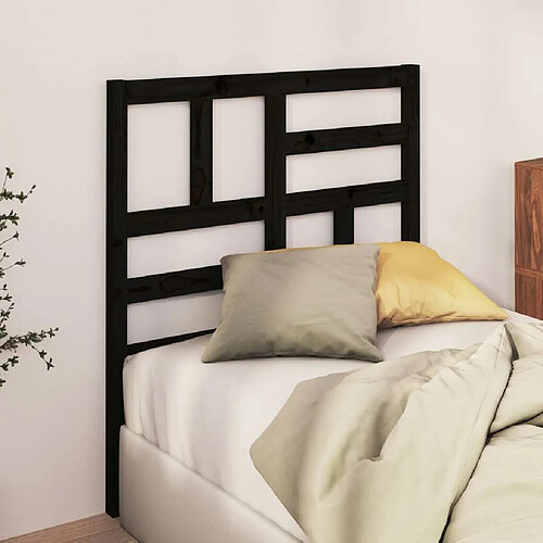 Maison Chic Tête de lit scandinave,Meuble de chambre Noir 106x4x104 cm Bois massif de pin -MN45358