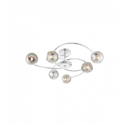 Endon Plafonnier Aerith, chrome et verre, 6 ampoules