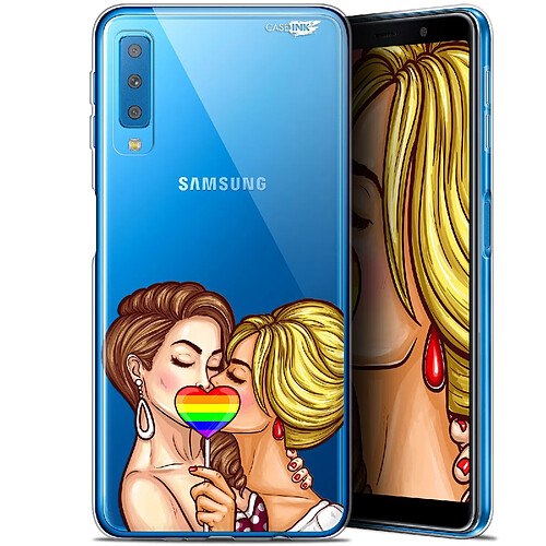 Caseink Coque arrière Samsung Galaxy A7 2018 (A750) (6 ) Gel HD [ Nouvelle Collection - Souple - Antichoc - Imprimé en France] 2 Girls 1 Candy